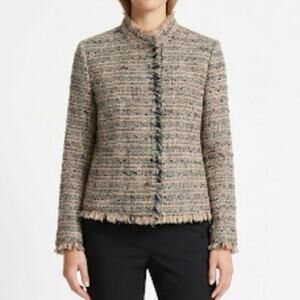 Carlisle Collection Tweed Fringed Multicolor Short Blazer Jacket Size 4